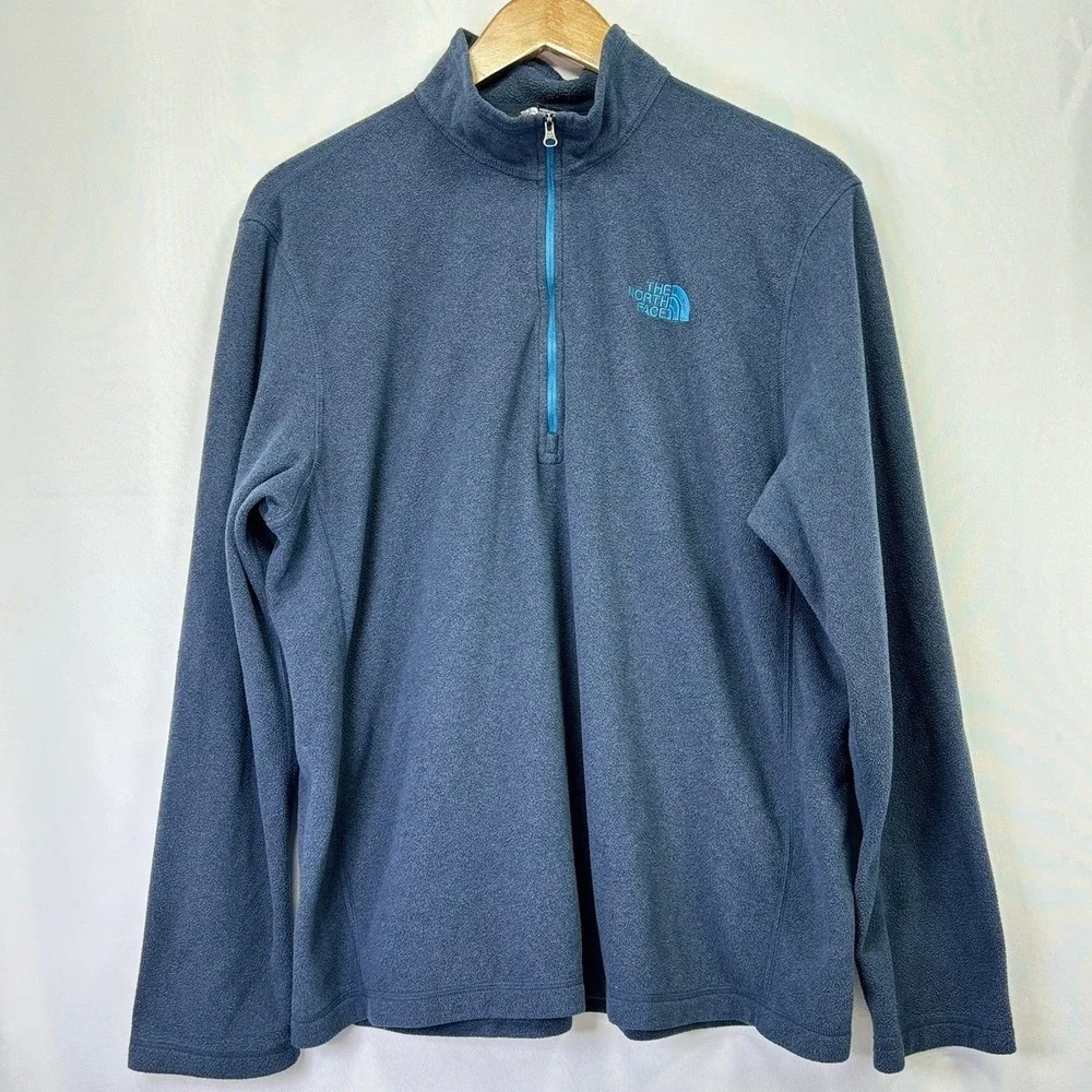 The North Face Fleece Pullover Men Large Blue Quarter Zip Casual Athleisure